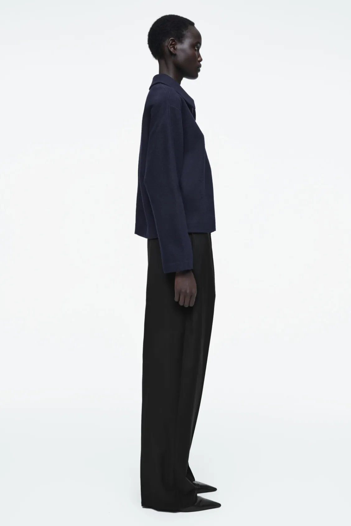 COS BOILED-WOOL ZIP-UP CARDIGAN-Women Sweaters & Cardigans