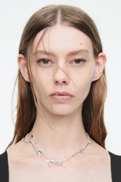 COS BOW SNAKE-CHAIN NECKLACE-Women Jewelry