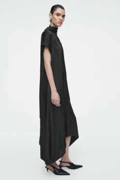 COS BOW-DETAIL ASYMMETRIC MIDI DRESS-Women Dresses & Jumpsuits