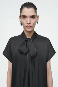 COS BOW-DETAIL ASYMMETRIC MIDI DRESS-Women Dresses & Jumpsuits