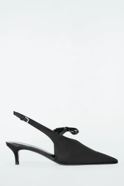 COS BOW-DETAIL POINTED SATIN SLINGBACK PUMPS-Women Shoes