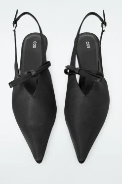 COS BOW-DETAIL POINTED SATIN SLINGBACK PUMPS-Women Shoes