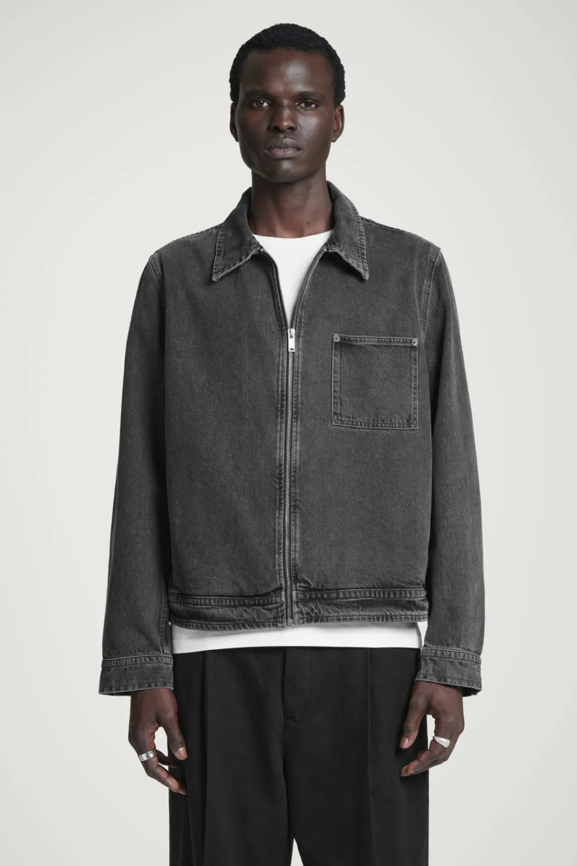 COS BOXY DENIM ZIP-UP JACKET- Coats & Jackets