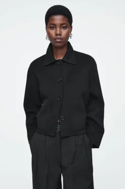 COS BOXY DOUBLE-FACED WOOL JACKET-Women Coats & Jackets