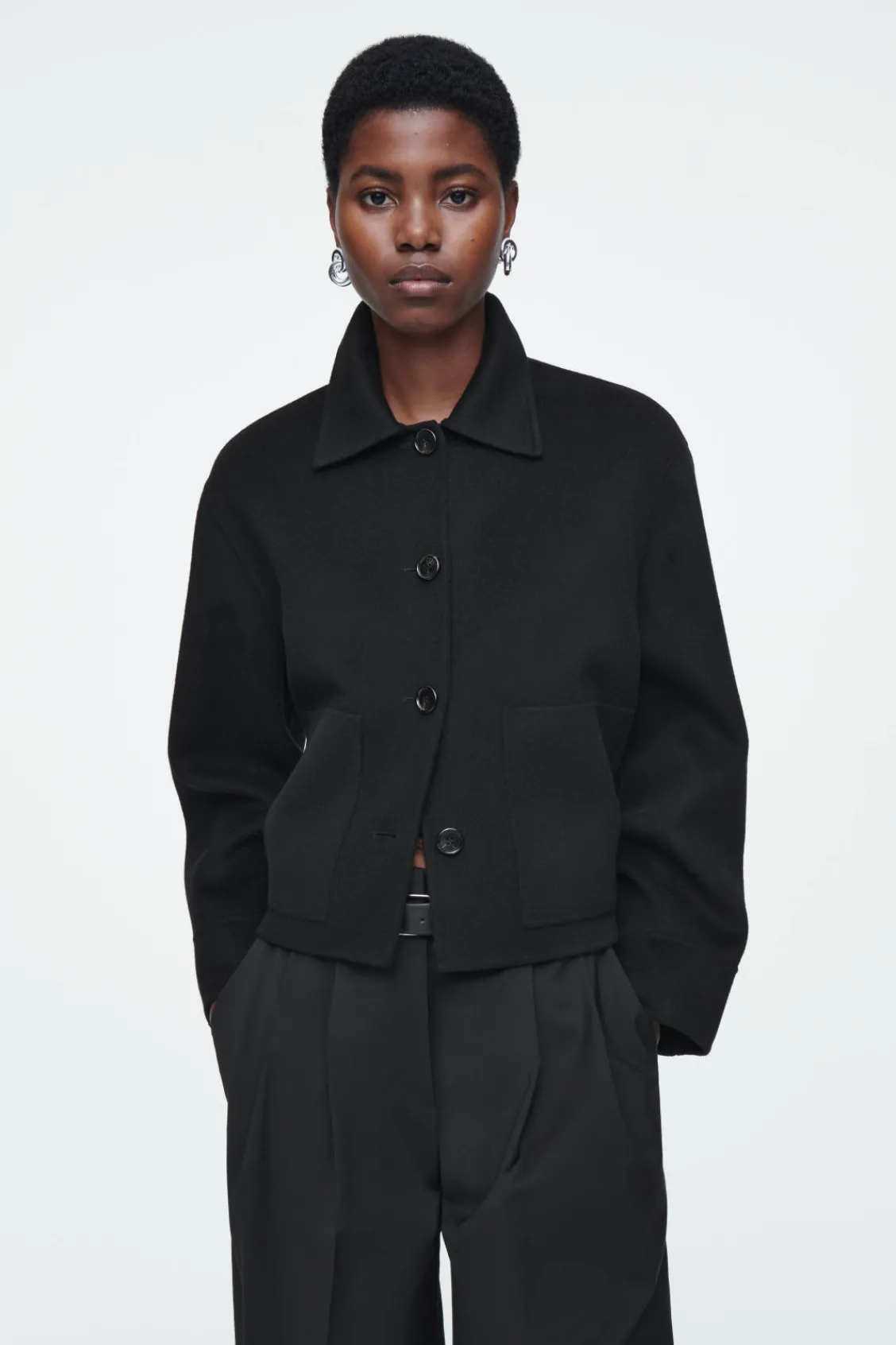 COS BOXY DOUBLE-FACED WOOL JACKET-Women Coats & Jackets