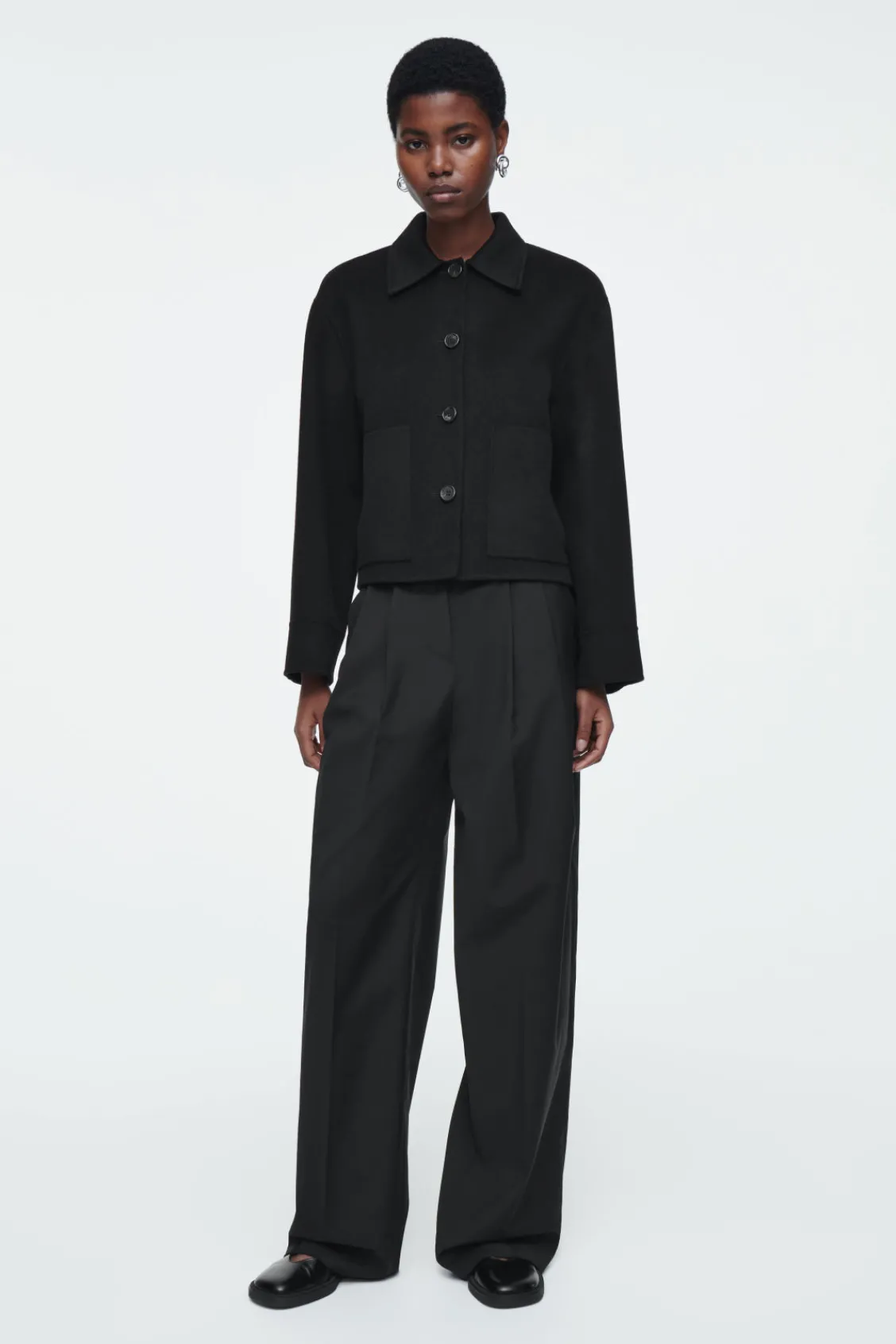 COS BOXY DOUBLE-FACED WOOL JACKET-Women Coats & Jackets