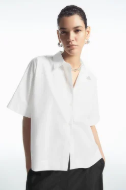 COS BOXY SHORT-SLEEVED POPLIN SHIRT-Women Shirts & Blouses | Tops