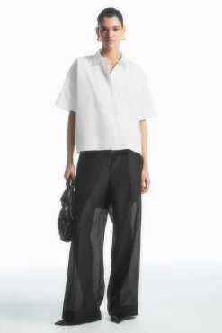 COS BOXY SHORT-SLEEVED POPLIN SHIRT-Women Shirts & Blouses | Tops