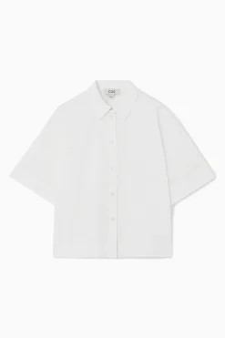 COS BOXY SHORT-SLEEVED POPLIN SHIRT-Women Shirts & Blouses | Tops