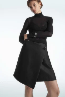COS BROOCH-DETAIL WOOL-BLEND MINI SKIRT-Women Skirts