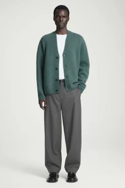 COS BRUSHED-WOOL V-NECK CARDIGAN- Sweaters & Cardigans
