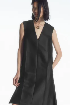 COS BUTTON-DETAIL WOOL-BLEND DRESS-Women Dresses & Jumpsuits