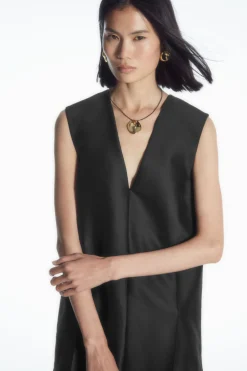 COS BUTTON-DETAIL WOOL-BLEND DRESS-Women Dresses & Jumpsuits