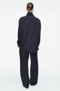 COS BUTTONED FUNNEL-NECK TOP-Women Shirts & Blouses | Tops