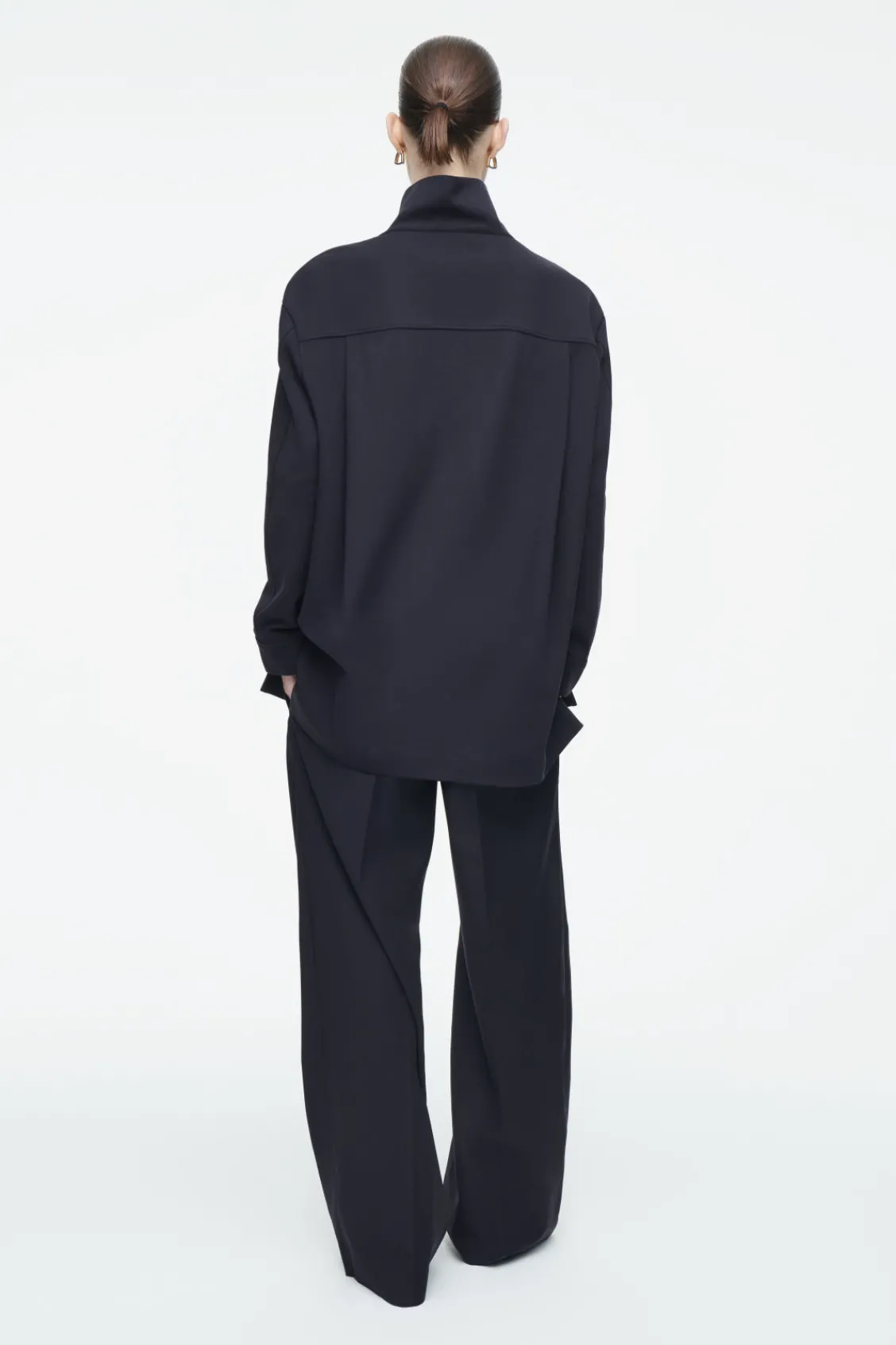 COS BUTTONED FUNNEL-NECK TOP-Women Shirts & Blouses | Tops
