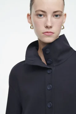 COS BUTTONED FUNNEL-NECK TOP-Women Shirts & Blouses | Tops