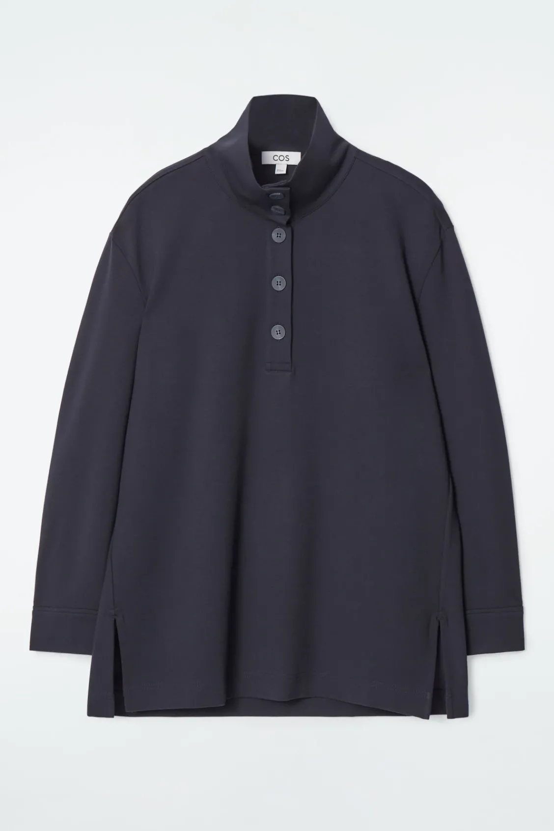 COS BUTTONED FUNNEL-NECK TOP-Women Shirts & Blouses | Tops