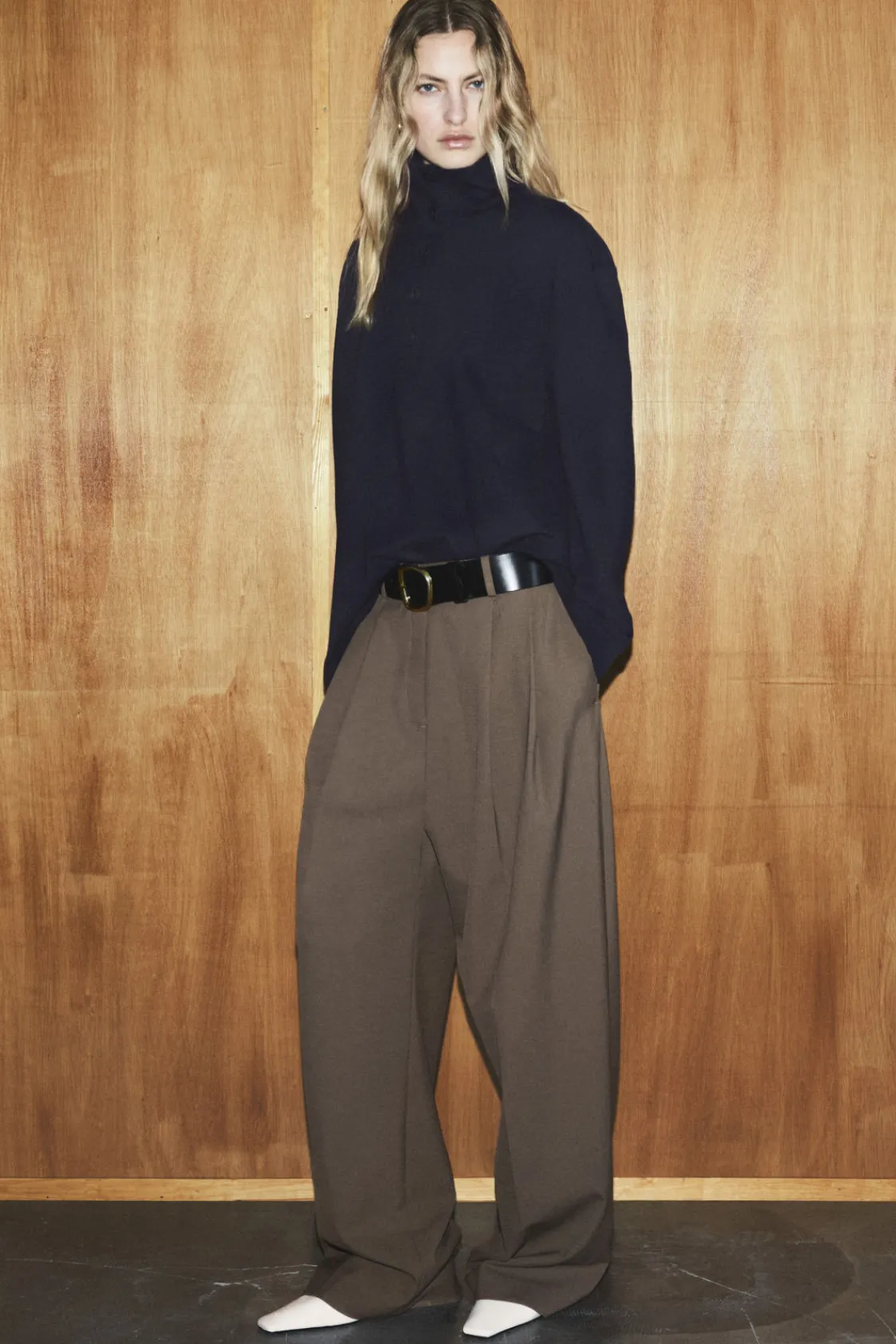 COS BUTTONED FUNNEL-NECK TOP-Women Shirts & Blouses | Tops