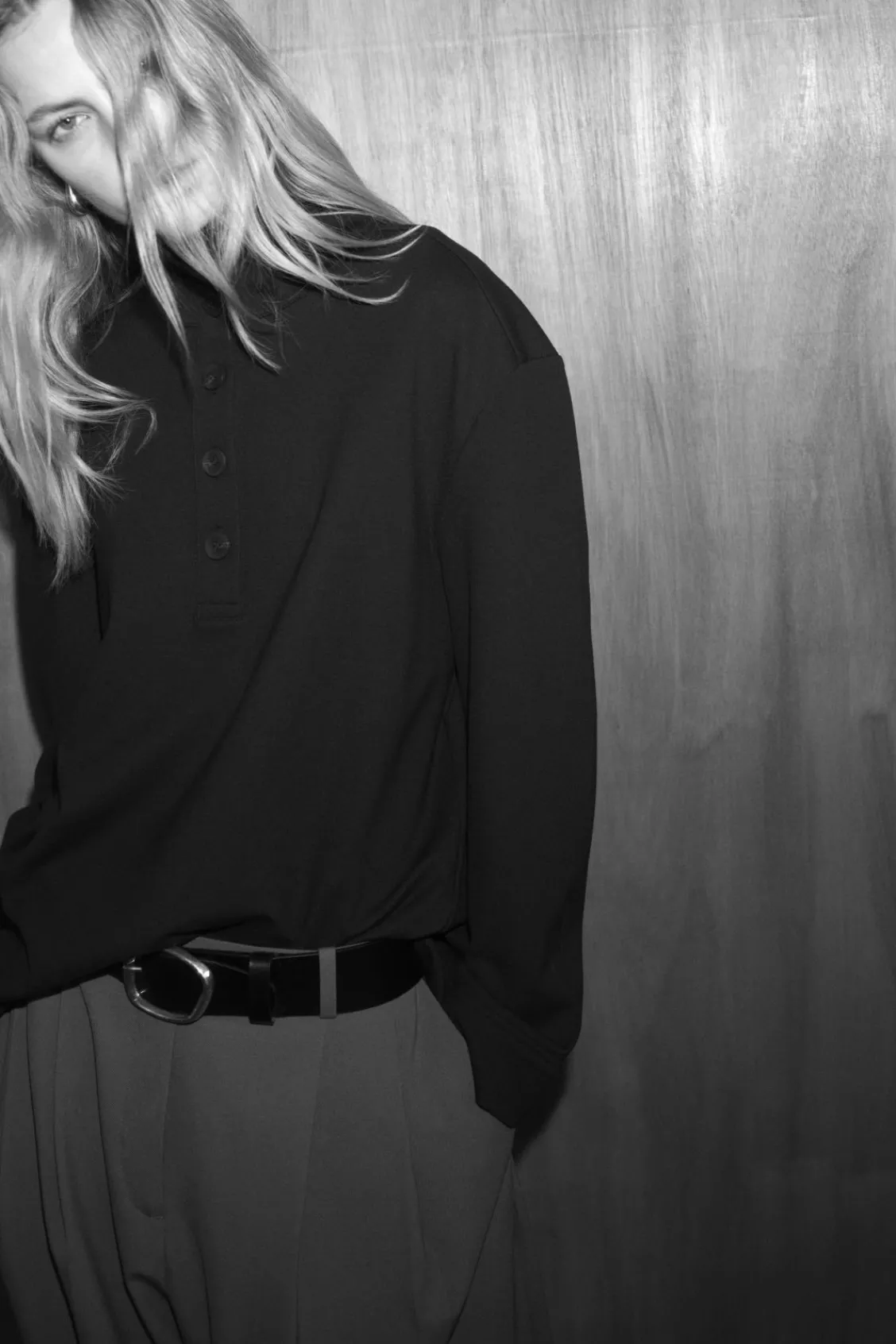 COS BUTTONED FUNNEL-NECK TOP-Women Shirts & Blouses | Tops