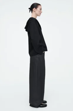 COS BUTTONED LIGHTWEIGHT JERSEY HOODIE-Women Tops