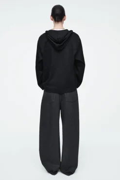 COS BUTTONED LIGHTWEIGHT JERSEY HOODIE-Women Tops
