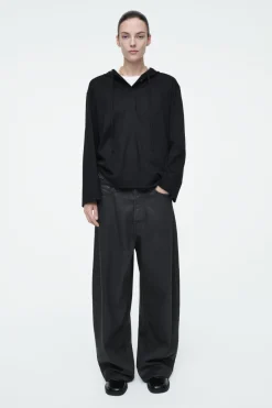 COS BUTTONED LIGHTWEIGHT JERSEY HOODIE-Women Tops