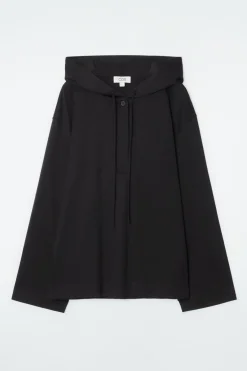 COS BUTTONED LIGHTWEIGHT JERSEY HOODIE-Women Tops