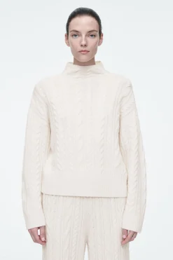 COS CABLE-KNIT WOOL FUNNEL-NECK SWEATER-Women Sweaters & Cardigans
