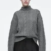 COS CABLE-KNIT WOOL FUNNEL-NECK SWEATER-Women Sweaters & Cardigans