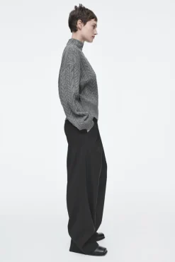 COS CABLE-KNIT WOOL FUNNEL-NECK SWEATER-Women Sweaters & Cardigans