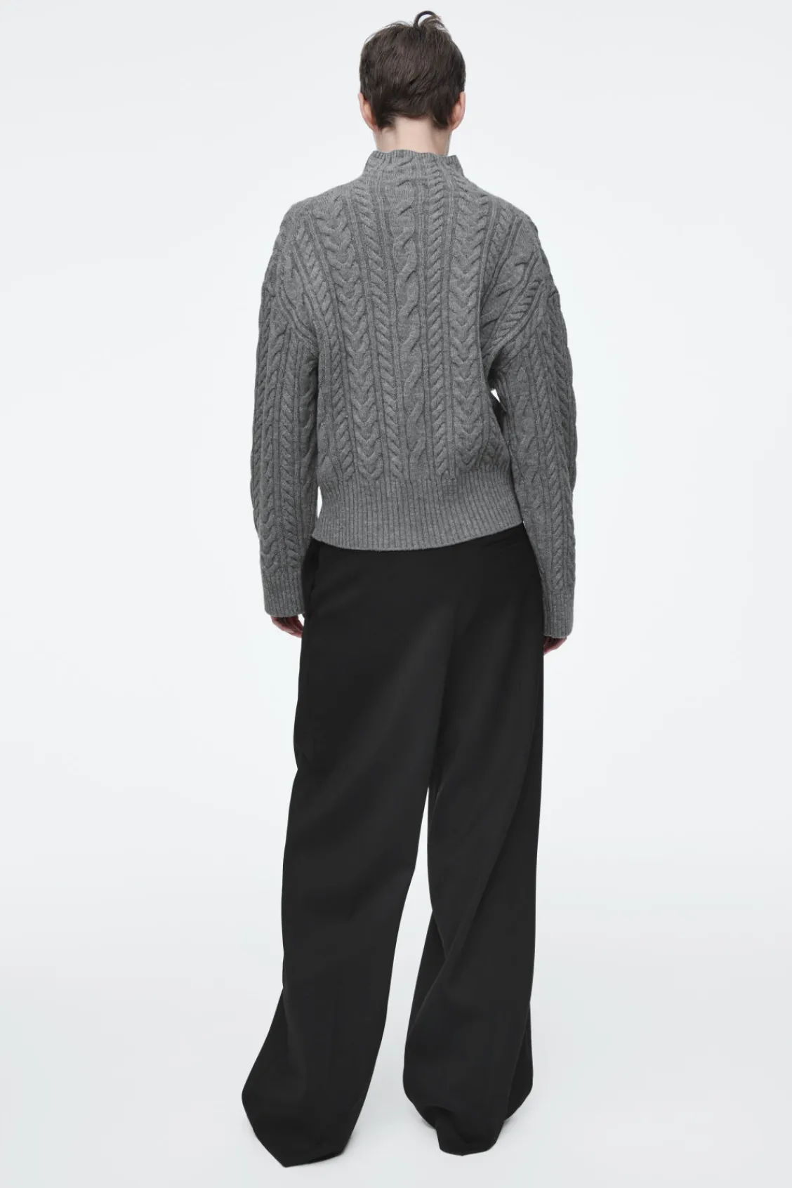 COS CABLE-KNIT WOOL FUNNEL-NECK SWEATER-Women Sweaters & Cardigans