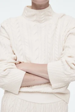 COS CABLE-KNIT WOOL FUNNEL-NECK SWEATER-Women Sweaters & Cardigans