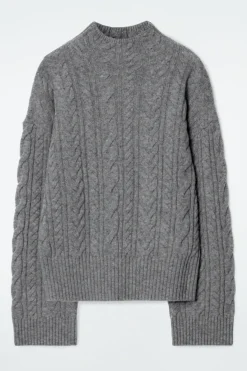 COS CABLE-KNIT WOOL FUNNEL-NECK SWEATER-Women Sweaters & Cardigans
