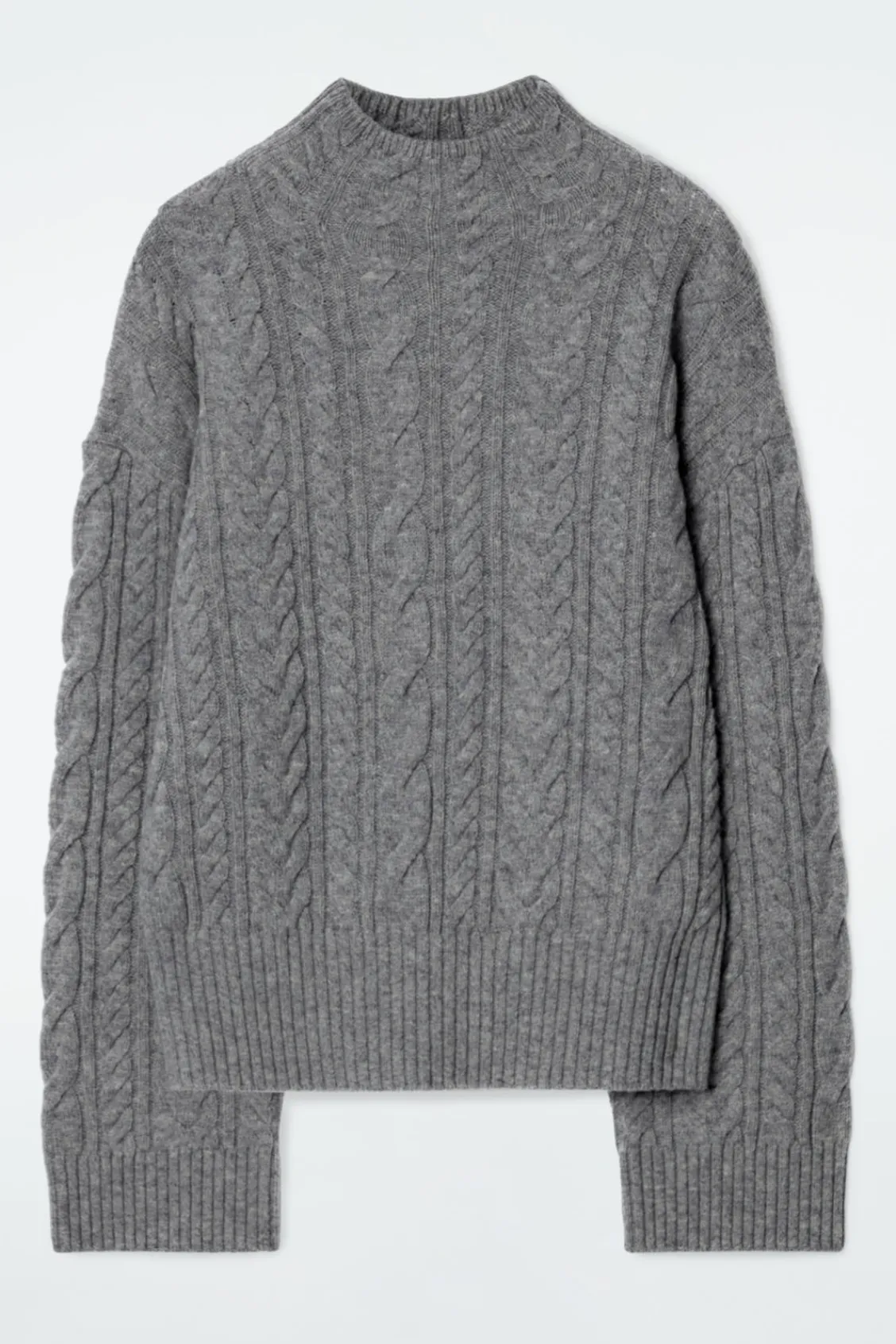 COS CABLE-KNIT WOOL FUNNEL-NECK SWEATER-Women Sweaters & Cardigans
