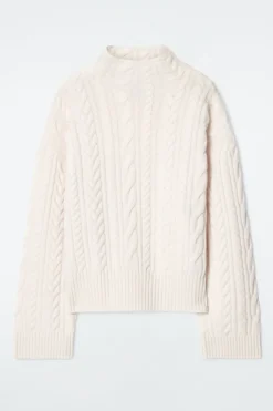 COS CABLE-KNIT WOOL FUNNEL-NECK SWEATER-Women Sweaters & Cardigans
