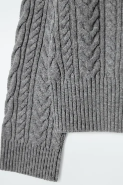 COS CABLE-KNIT WOOL FUNNEL-NECK SWEATER-Women Sweaters & Cardigans