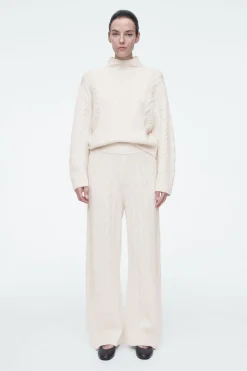 COS CABLE-KNIT WOOL PANTS-Women Pants | Sweaters & Cardigans