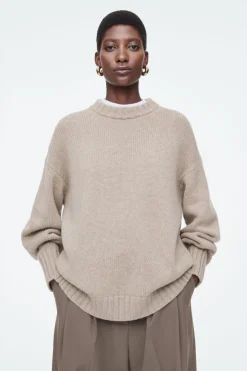 COS CHUNKY PURE CASHMERE CREW-NECK SWEATER-Women Sweaters & Cardigans | Cashmere