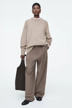 COS CHUNKY PURE CASHMERE CREW-NECK SWEATER-Women Sweaters & Cardigans | Cashmere