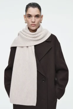 COS CHUNKY RIBBED PURE CASHMERE SCARF-Women Hats & Scarves | Cashmere