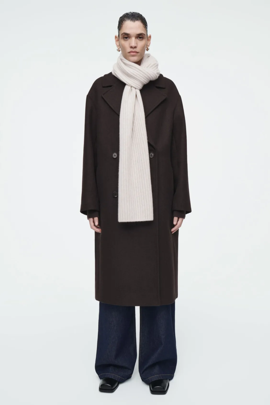 COS CHUNKY RIBBED PURE CASHMERE SCARF-Women Hats & Scarves | Cashmere