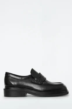 COS CHUNKY SQUARE-TOE LEATHER LOAFERS-Women Shoes