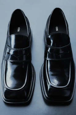 COS CHUNKY SQUARE-TOE LEATHER LOAFERS-Women Shoes