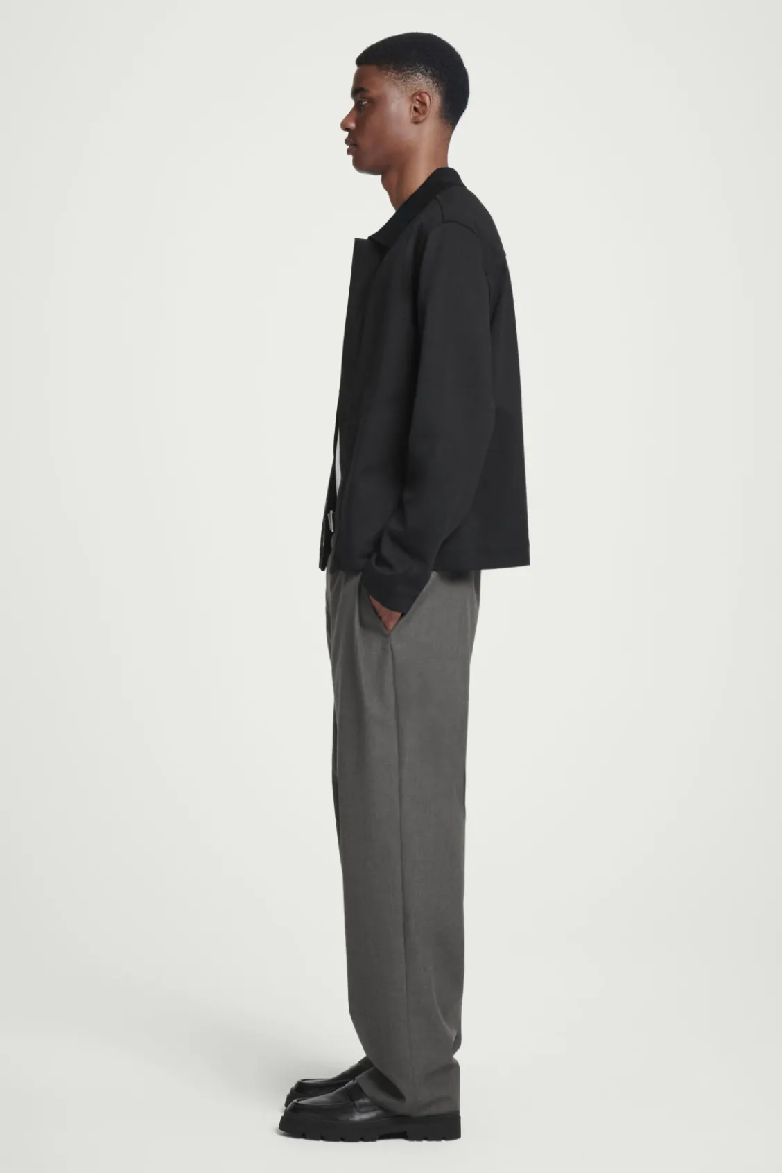 COS COLLARED COTTON-JERSEY JACKET- Shirts | Coats & Jackets