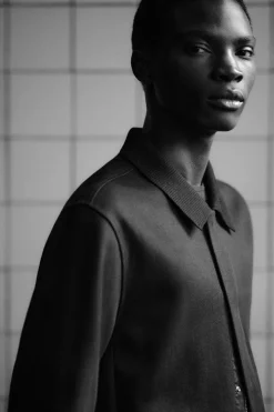 COS COLLARED COTTON-JERSEY JACKET- Shirts | Coats & Jackets