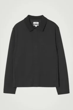 COS COLLARED COTTON-JERSEY JACKET- Shirts | Coats & Jackets