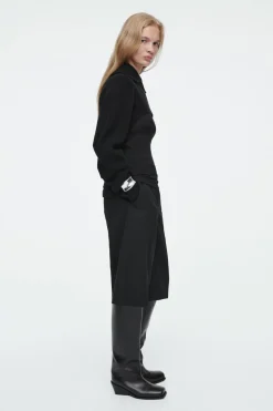COS COLLARED CROPPED KNITTED SWEATER-Women Capes & Hybrids | Tops