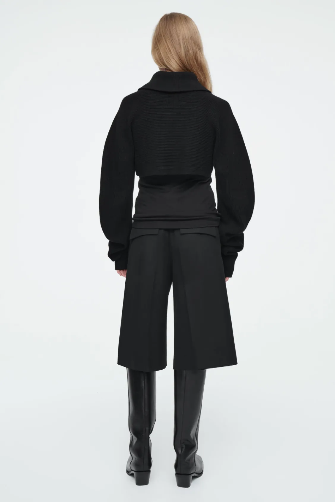 COS COLLARED CROPPED KNITTED SWEATER-Women Capes & Hybrids | Tops