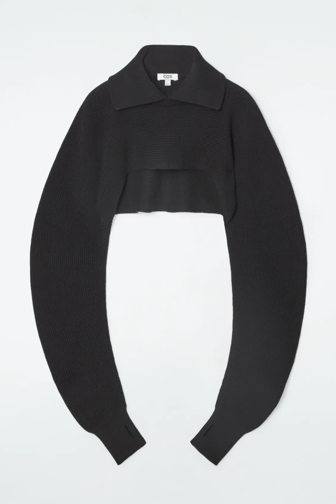 COS COLLARED CROPPED KNITTED SWEATER-Women Capes & Hybrids | Tops