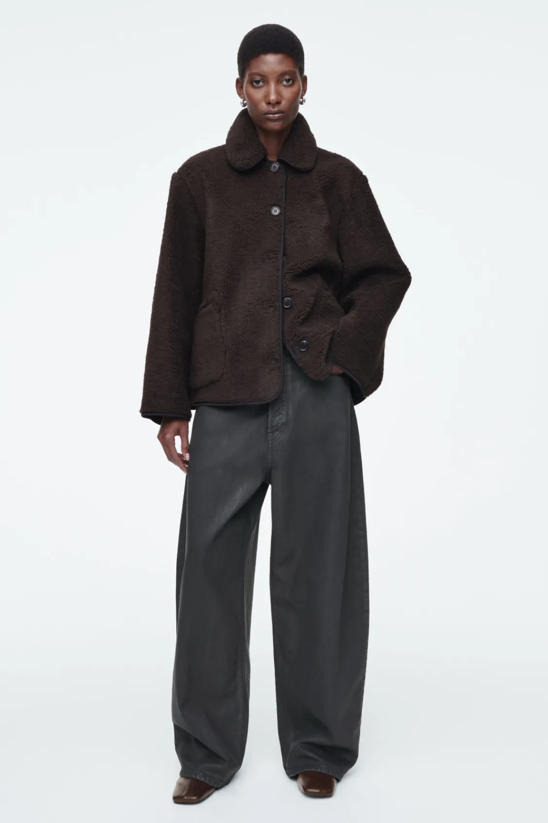 COS COLLARED FAUX SHEARLING JACKET-Women Coats & Jackets